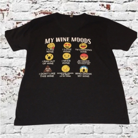 Next Level Apparel Tops - My Wine Moods, Funny T-Shirt, Size Medium.